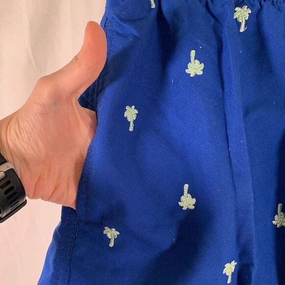 Trunks Surf and Swim Trunks Men's Medium Blue Palm Tree Lined Drawstring - Picture 5 of 10